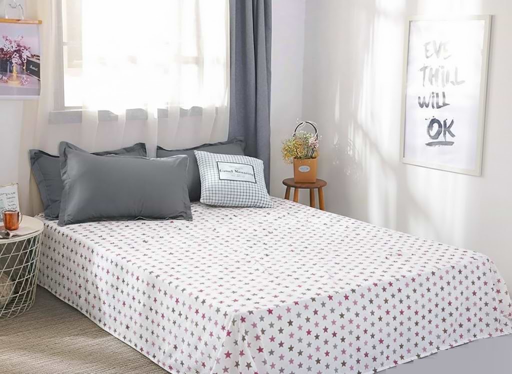 Простынь евро Zastelli бязь 60 разные звезды (розовые/серые) 220х240 (19844)