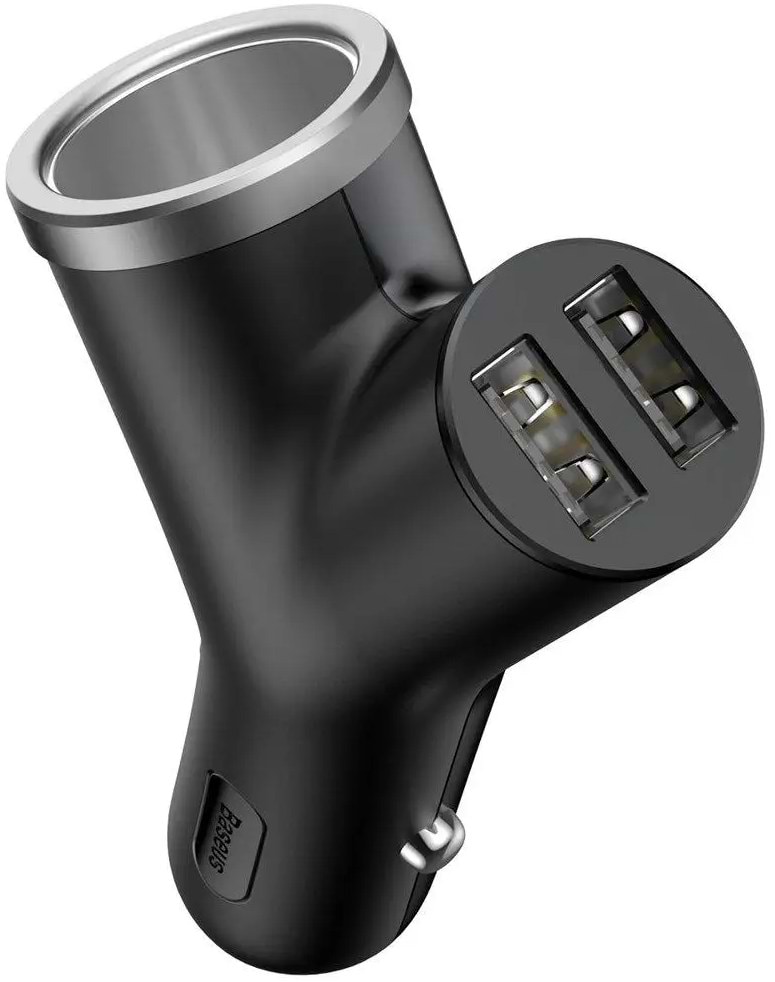 Купити Автомобільний зарядний пристрій Baseus Y type dual USB + cigarette lighter extended car charger 3.1 A Black (CCALL-YX01) - Фото 1 Автомобільний зарядний пристрій Baseus Y type dual USB + cigarette lighter extended car charger 3.1 A Black (CCALL-YX01) - Фото 1