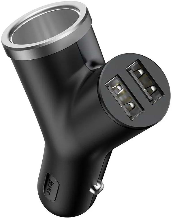 Фото - Автомобільний зарядний пристрій Baseus Y type dual USB + cigarette lighter extended car charger 3.1 A Black (CCALL-YX01)