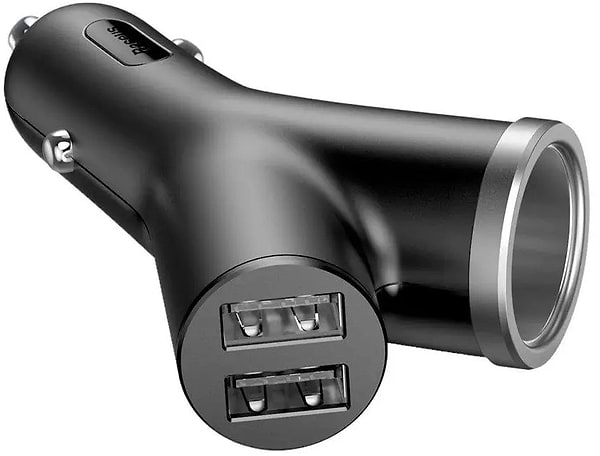 Фото - Автомобільний зарядний пристрій Baseus Y type dual USB + cigarette lighter extended car charger 3.1 A Black (CCALL-YX01)