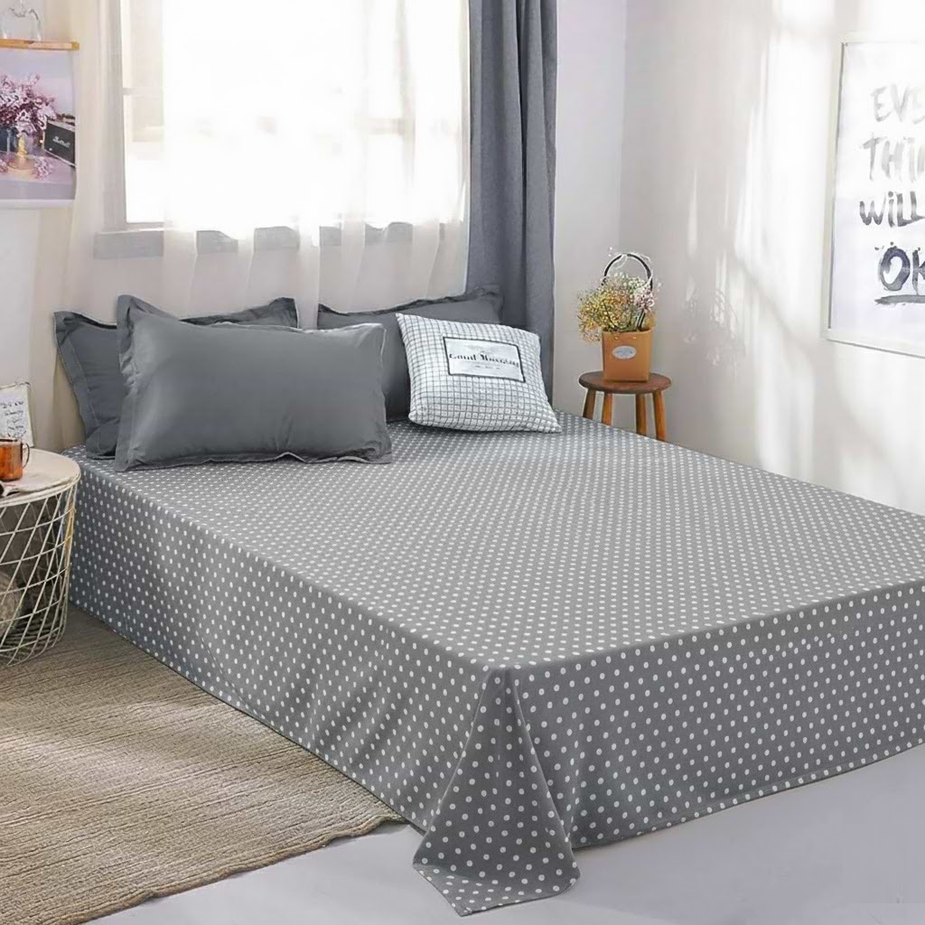 Простынь полуторная Zastelli бязь 41 белый горох на сером 145х210 (17192)