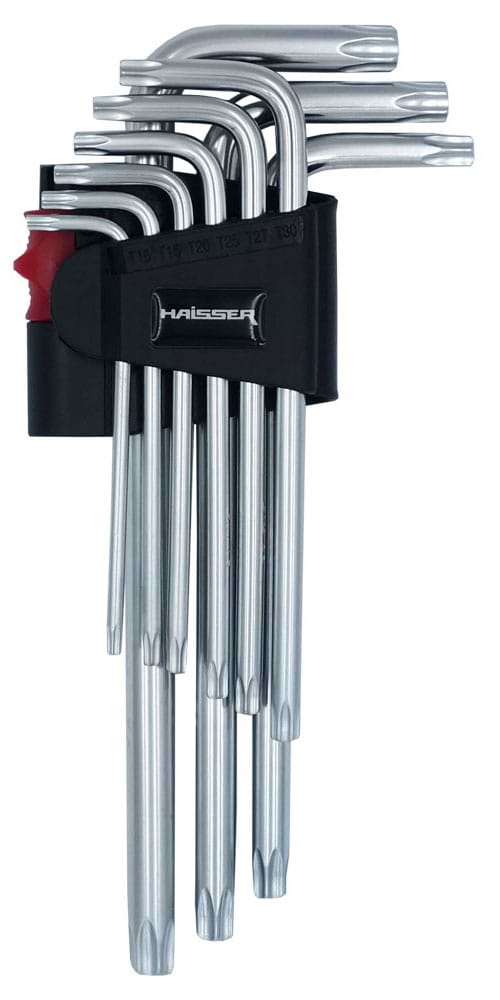 Ключ шестигранний Haisser подовжених з отвором Torx 9 шт. T10-50 (48115)