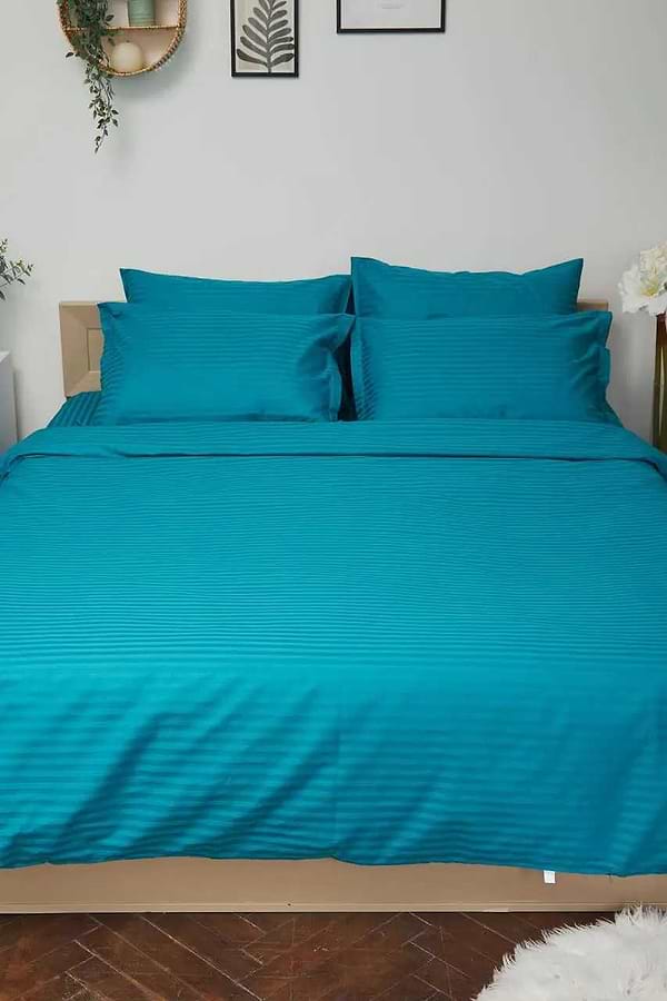 Фото - Підковдра полуторна Moon&Star Satin Stripe Turkish Blue 143x210 см (MS-870000440)