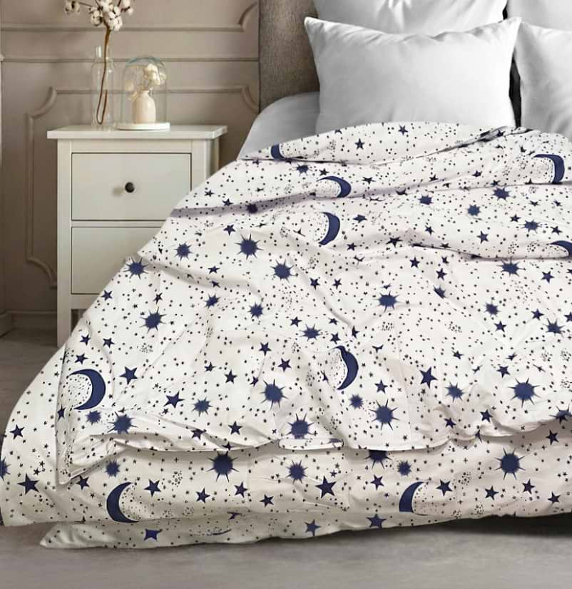 Простынь полуторная Zastelli бязь Stars on White Reverse 145х210 (20515)