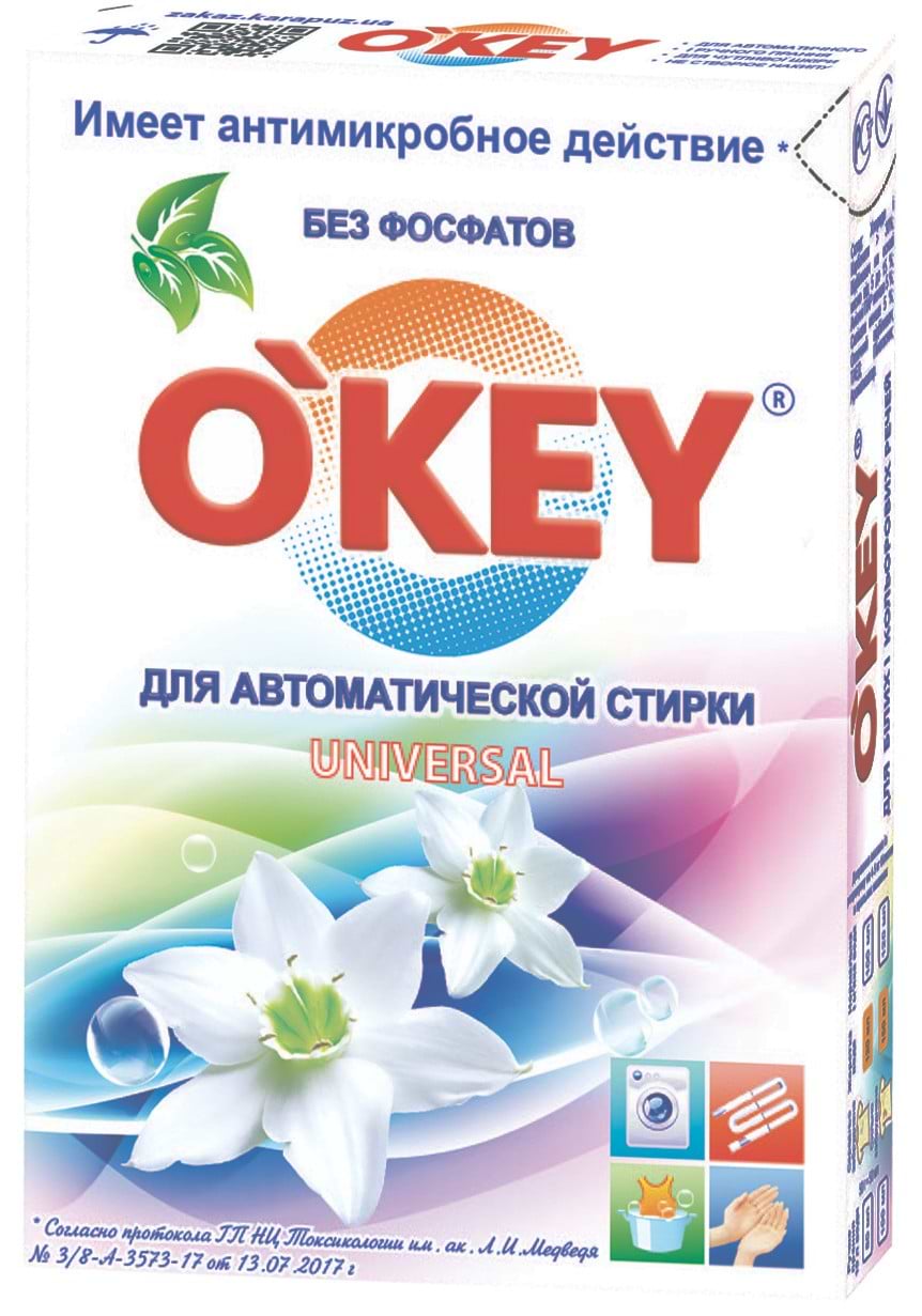 Купити Пральний порошок O'key Universal 400 г (4820049380903) - Фото 1 Пральний порошок O'key Universal 400 г (4820049380903) - Фото 1