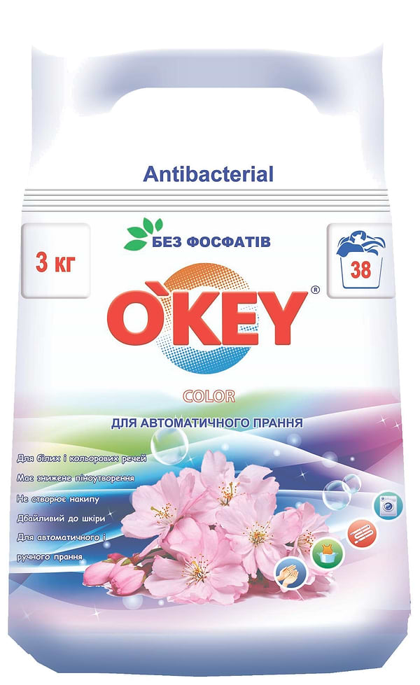 Фото - Стиральный порошок O'key Цветочный букет color автомат, 3 кг