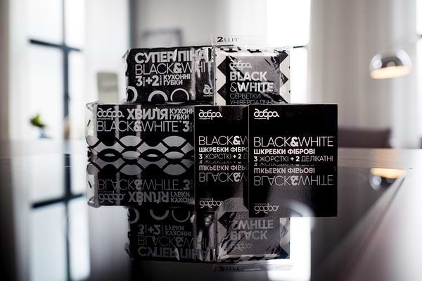 Фото - Серветка побутова Добра господарочка універсальні Black & White 2 шт. (4820086522069)