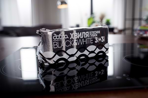 Фото - Набір губок поролонових для миття посуду Добра господарочка B&W Хвиля 6 шт. (4820086522120)