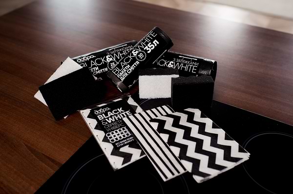 Фото - Набір губок поролонових для миття посуду Добра господарочка B&W Хвиля 6 шт. (4820086522120)