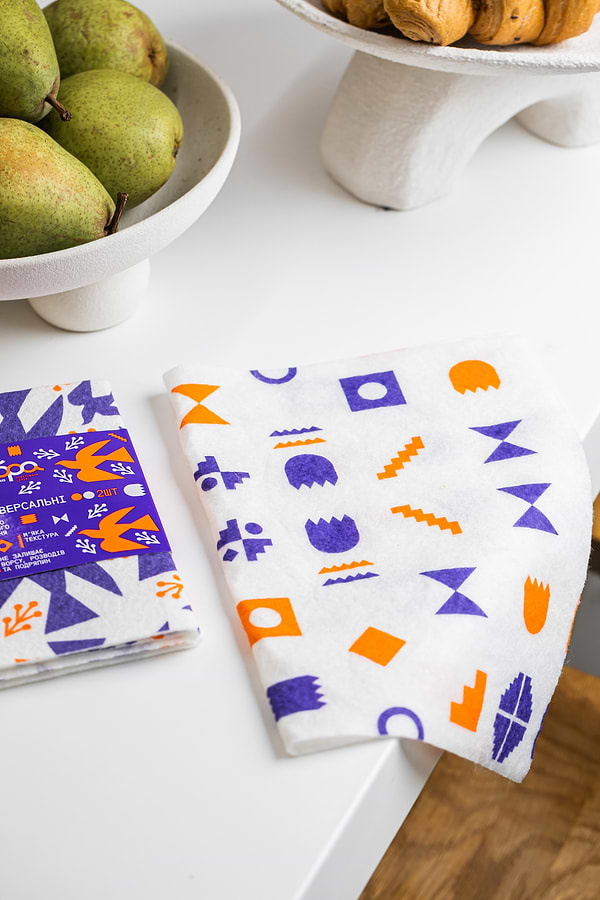 Фото - Серветка побутова Добра господарочка колекція Вибійка універсальні 2 шт Білі з принтом (4820086524032)