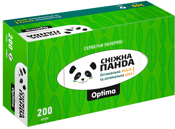 Фото - Салфетки бумажные Сніжна панда Оптима 2 слоя 200 шт. (4820183973542)