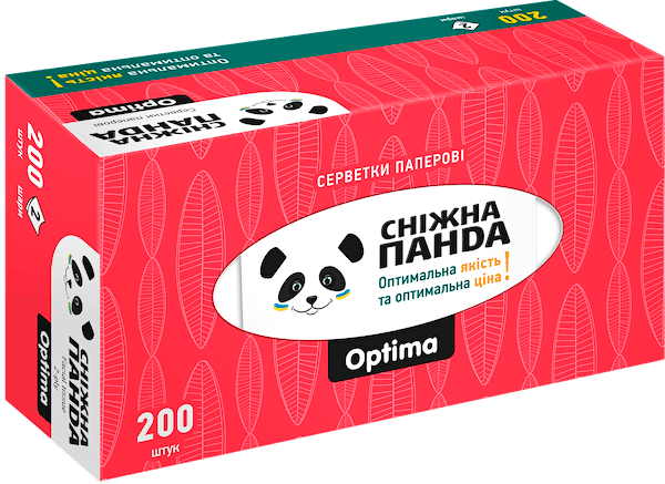 Фото - Салфетки бумажные Сніжна панда Оптима 2 слоя 200 шт. (4820183973542)