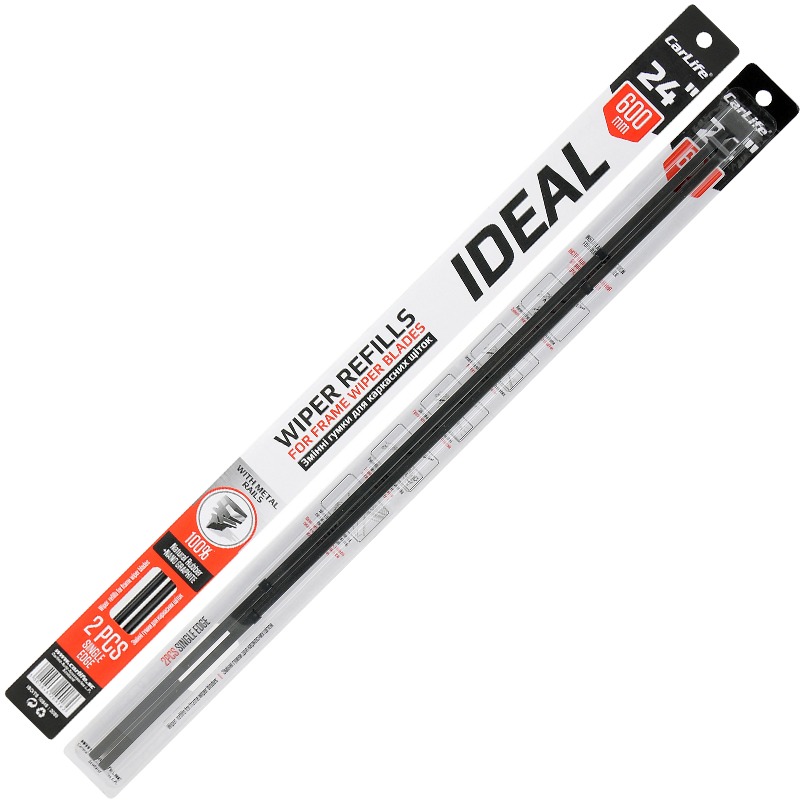 Змінна гумка для щітка склоочисника CarLife Single Edge з металевими направляючи 24/600мм (G60-9162/IM600)