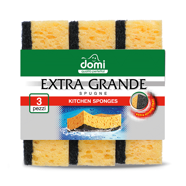 Набір губок поролонових для миття посуду DOMI надвеликі 3 шт - Фото 1