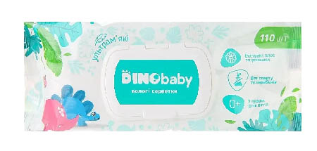 Фото - Серветки вологі для дітей Dino Baby 110 шт. (4823098414681)