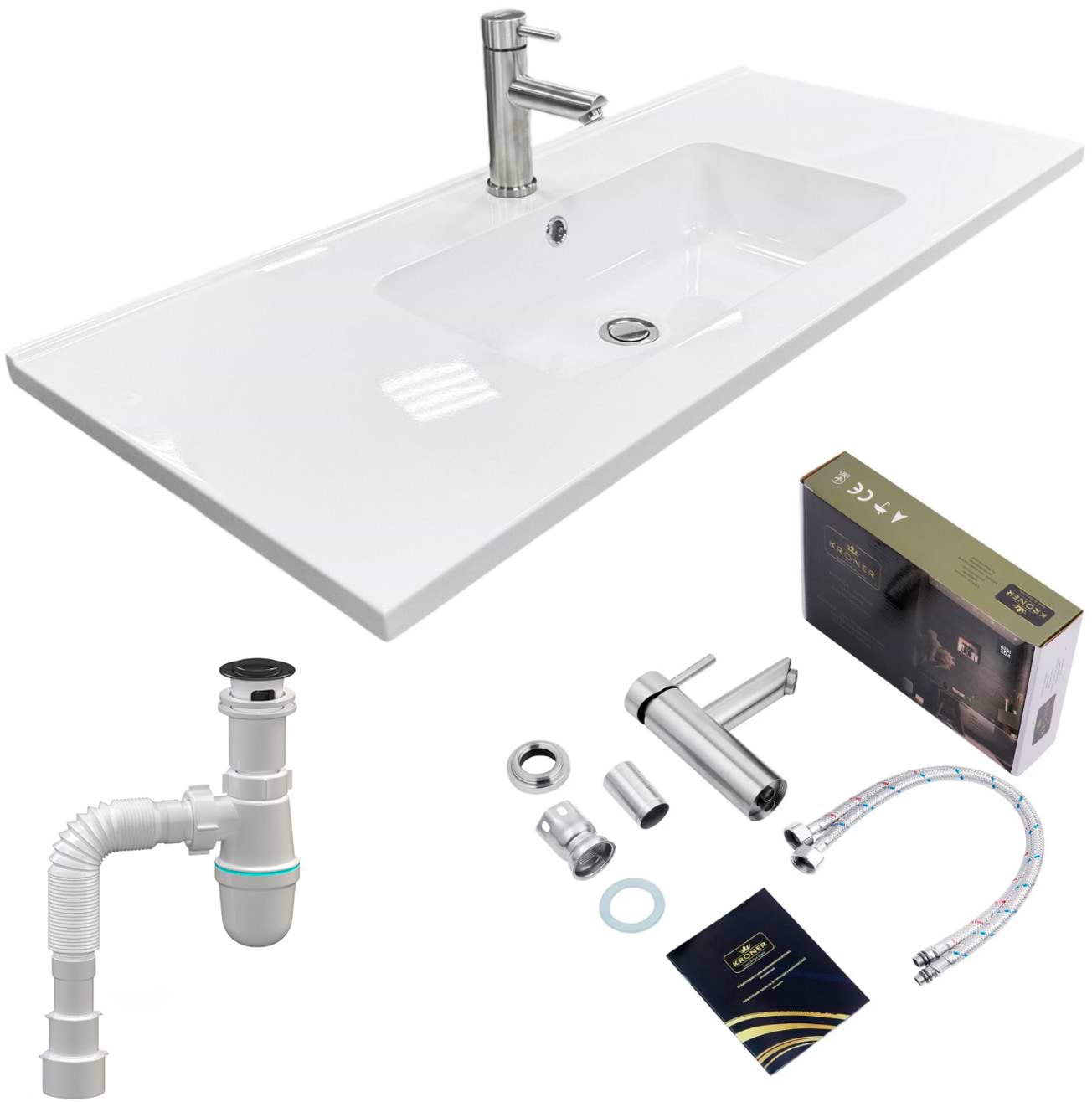 Купити Раковина для ванної+змішувач Adamant FLATE 100 з сифоном Click-Clack (4824296207601) - Фото 1 Раковина для ванної+змішувач Adamant FLATE 100 з сифоном Click-Clack (4824296207601) - Фото 1