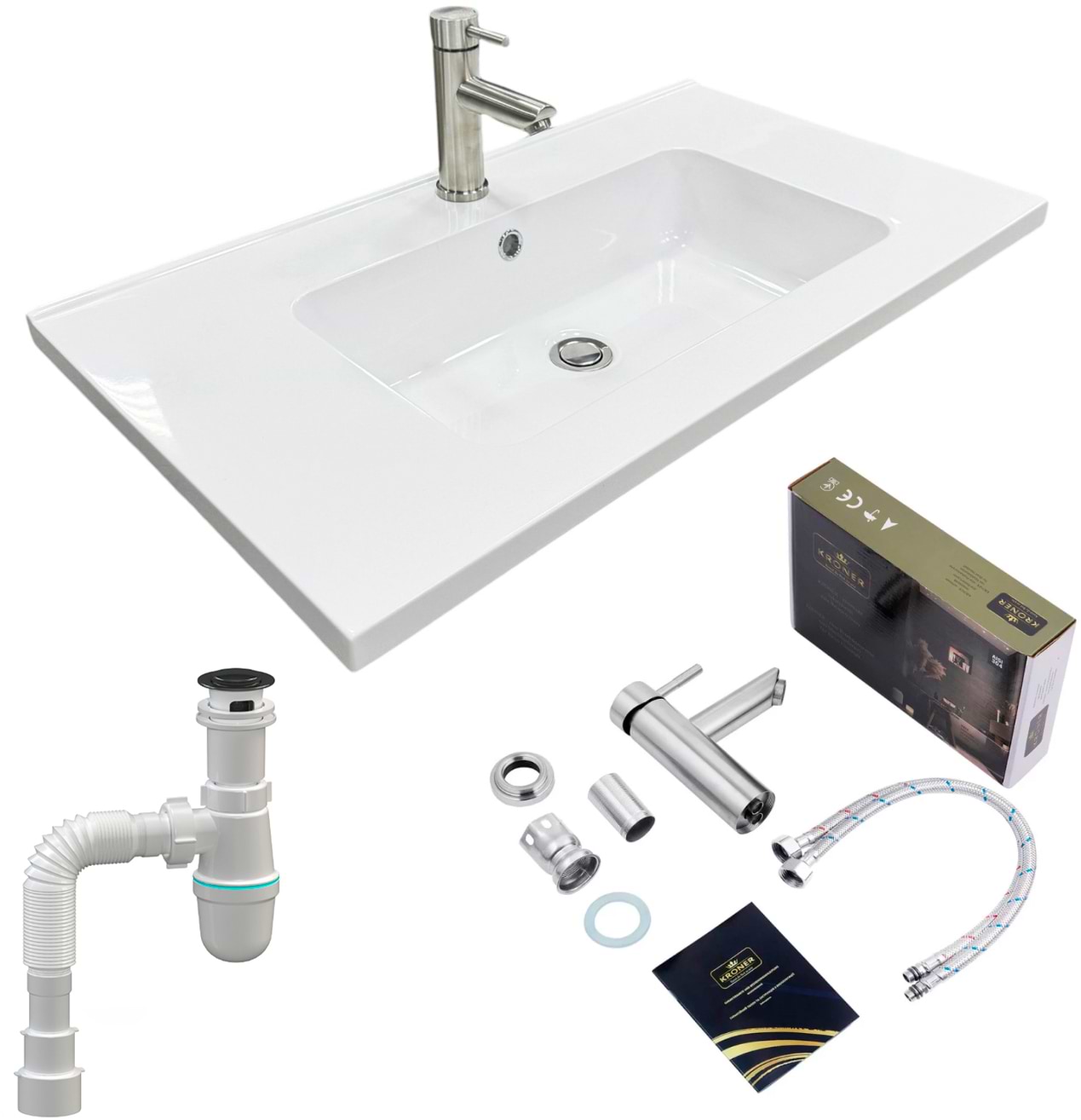 Купити Раковина для ванної+змішувач Adamant FLATE 80 з сифоном Click-Clack (4824296207801) - Фото 1 Раковина для ванної+змішувач Adamant FLATE 80 з сифоном Click-Clack (4824296207801) - Фото 1