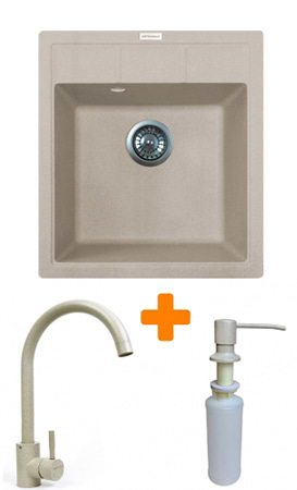 Мийка кухонна+змішувач+дозатор Adamant Brick Avena (4824296209706) - Фото 1