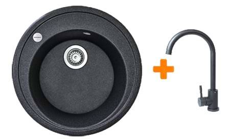 Мойка кухонная+смеситель Adamant Sun графит (4824296910113)