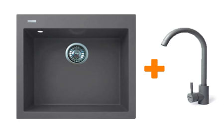 Мойка кухонная+смеситель Adamant Univer серый (4824296912104)