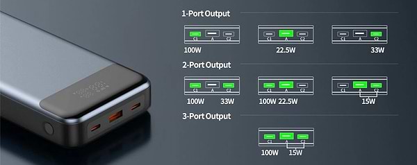 Фото - Батарея мобильная Swissten Power Bank For Laptop 30000 mAh 133W PD Grey (8595217484016)