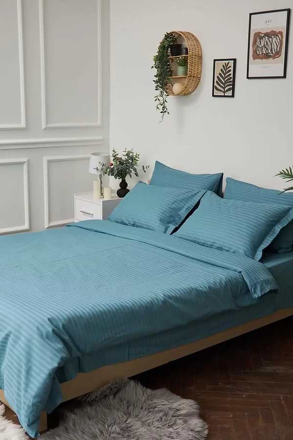 Фото - Пододеяльник полуторный евро Moon&Star Satin Stripe Stripe Green 160x220 см (MS-870000431)