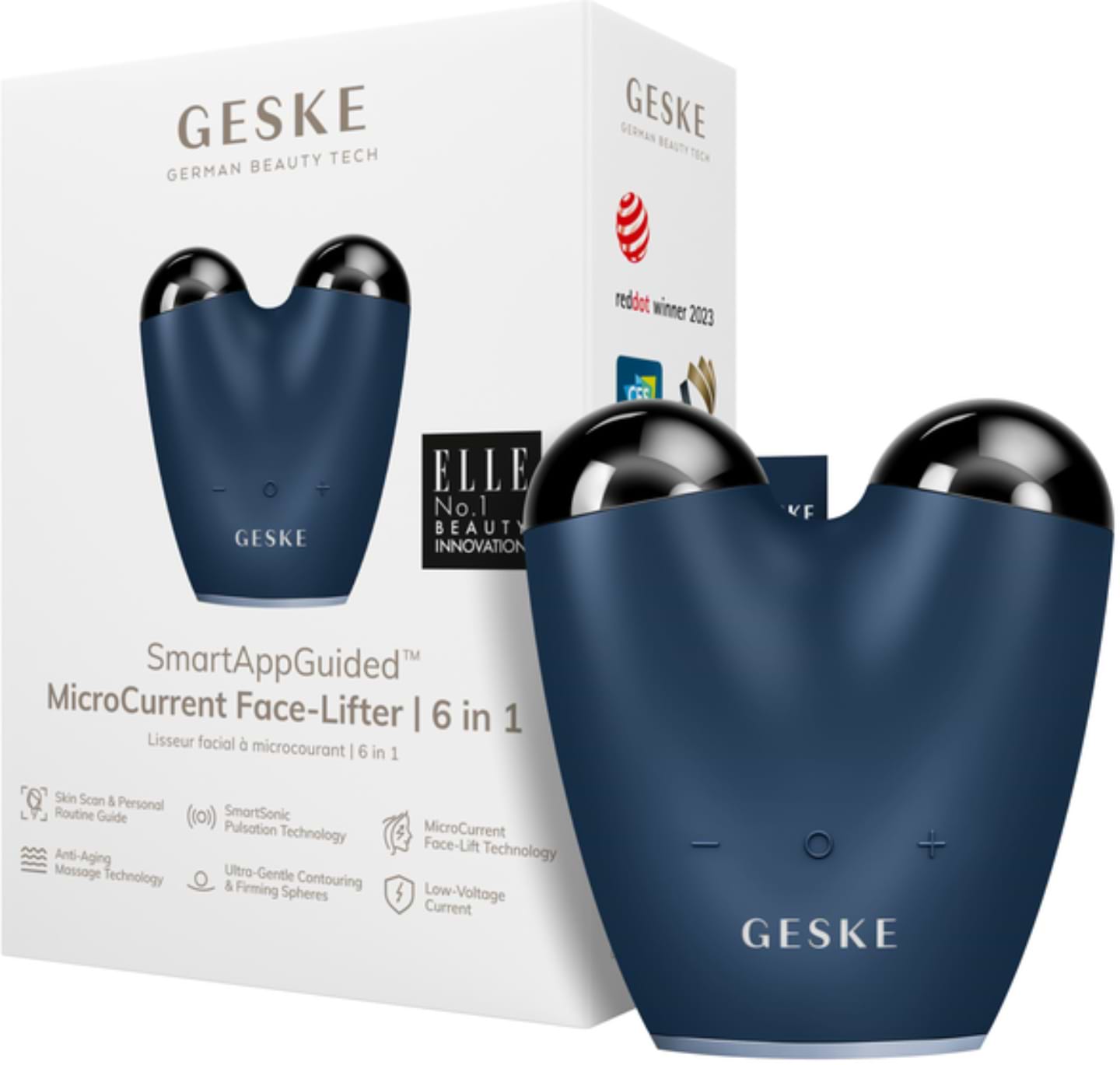 Микротоковая ручка для подтяжки лица GESKE MicroCurrent Face-Lifter 6 в 1 темно-синий (GK000015MN01)