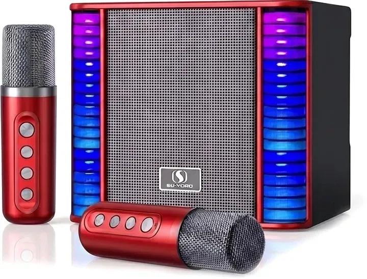 Портативна акустика INSPIRE YS-310 Boombox Red + 2 бездротові мікрофони та RGB підсвітка