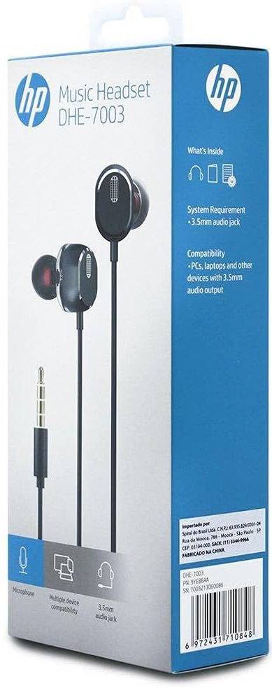 Фото - Наушники вкладыши проводные HP DHE-7003 Volume Control Black