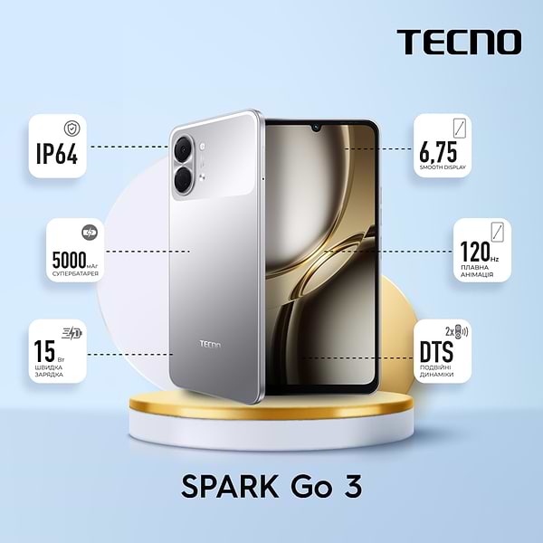 Фото - Смартфон Tecno Spark Go 3 (KN3) 4/128GB Titanium Grey