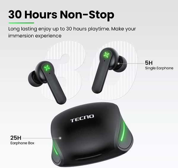 Фото - Навушники вкладиші бездротові TWS Tecno G01 Black