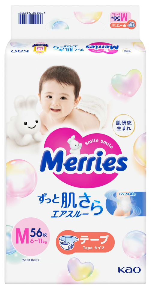 Фото - Одноразовые подгузники MERRIES Размер M (6-11 кг.), 56 шт.(438600)