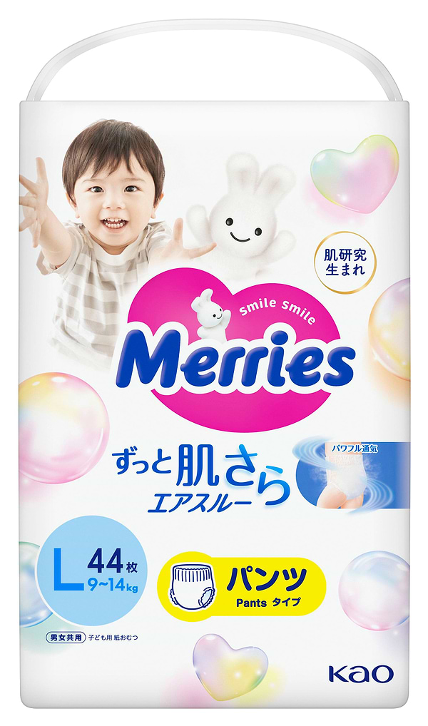 Фото - Одноразові підгузки-трусики MERRIES Розмір L (9-14 кг.), 44 шт. (438085)