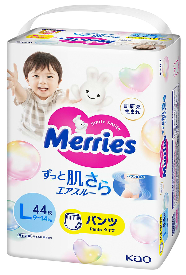 Фото - Одноразові підгузки-трусики MERRIES Розмір L (9-14 кг.), 44 шт. (438085)