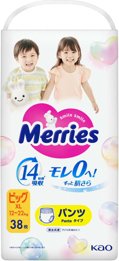 Одноразові підгузки-трусики MERRIES Розмір XL (12-22 кг.), 38 шт. (438091)