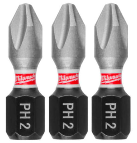 Набір біт для викрутки Milwaukee SHOCKWAVE PH2 25 мм 3шт. (4932500353)