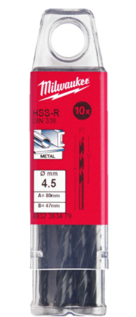 Свердло Milwaukee HSS-R DIN338 4,5х80х47 мм 10 шт. (4932363479)