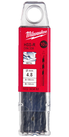 Свердло Milwaukee HSS-R DIN338 4,8х86х52 мм 10 шт. (4932363482)