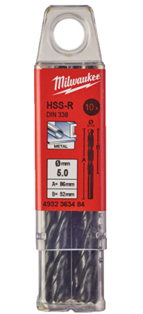 Свердло Milwaukee HSS-R DIN338 5,0х86х52 мм 10 шт. (4932363484)