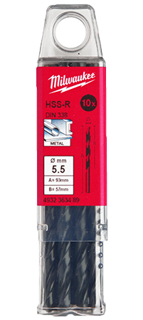 Фото - Свердло Milwaukee HSS-R DIN338 5,5х93х57 мм 10 шт. (4932363489)