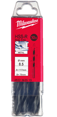 Свердло Milwaukee HSS-R DIN338 8,5х117х75 мм 10 шт. (4932363519)