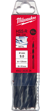 Свердло Milwaukee HSS-R DIN338 9,0х125х81 мм 10 шт. (4932363524)