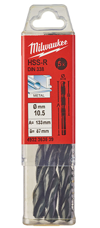 Свердло Milwaukee HSS-R DIN338 10,5х133х87 мм 5 шт. (4932363539)