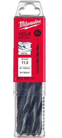 Свердло Milwaukee HSS-R DIN338 11,5х142х94 мм 5 шт. (4932363549)