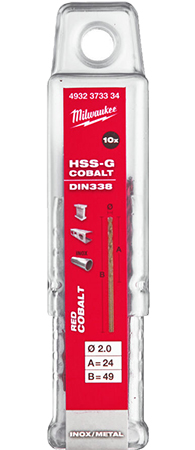 Свердло Milwaukee HSS-Co DIN338 2,0х49х2 4мм 10 шт. (4932373334)