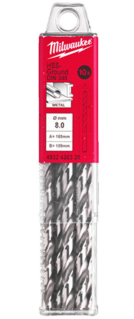 Фото - Сверло Milwaukee HSS-G DIN340 8,0х165х109 мм 10 шт. (4932430339)