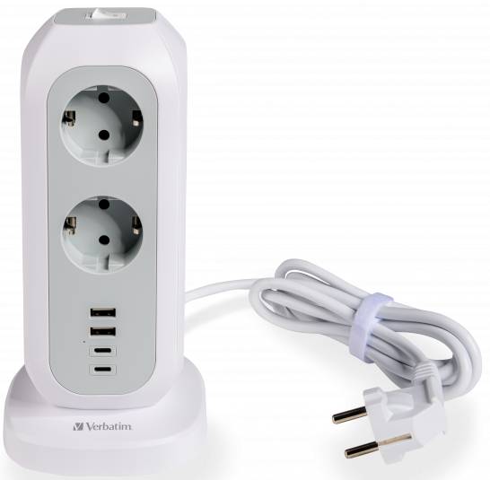 Фото - Мережевий фільтр Verbatim Power Tower EUPT-01 EU  11 р/2xUSB-C/2xUSB-A 2m (49547)