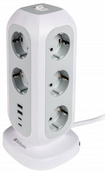 Фото - Мережевий фільтр Verbatim Power Tower EUPT-01 EU  11 р/2xUSB-C/2xUSB-A 2m (49547)