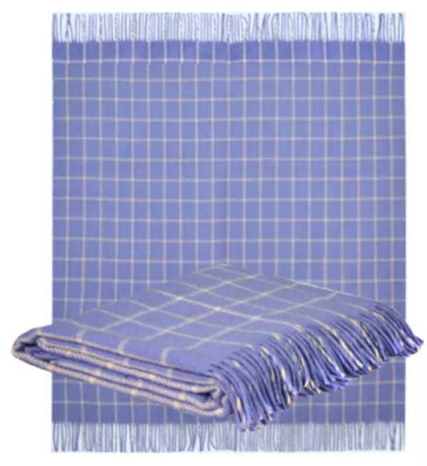 Фото - Плед полуторний Ярослав вовна мериноса 140х200 диз.клітинка 3к (49642)