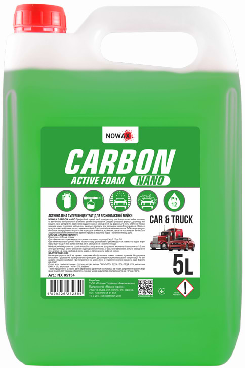 Піна для мийки авто NOWAX концентрат для безконтактної мийки CARBON 5 л (NX05134)